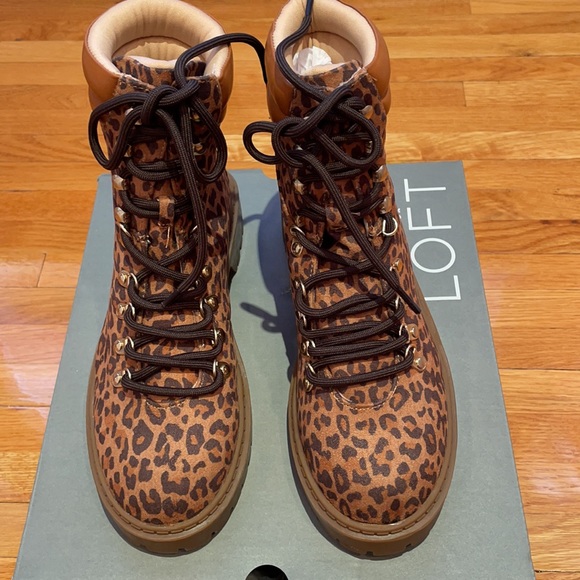 Ann Taylor Loft Leopard Hiker Boots - Picture 3 of 9